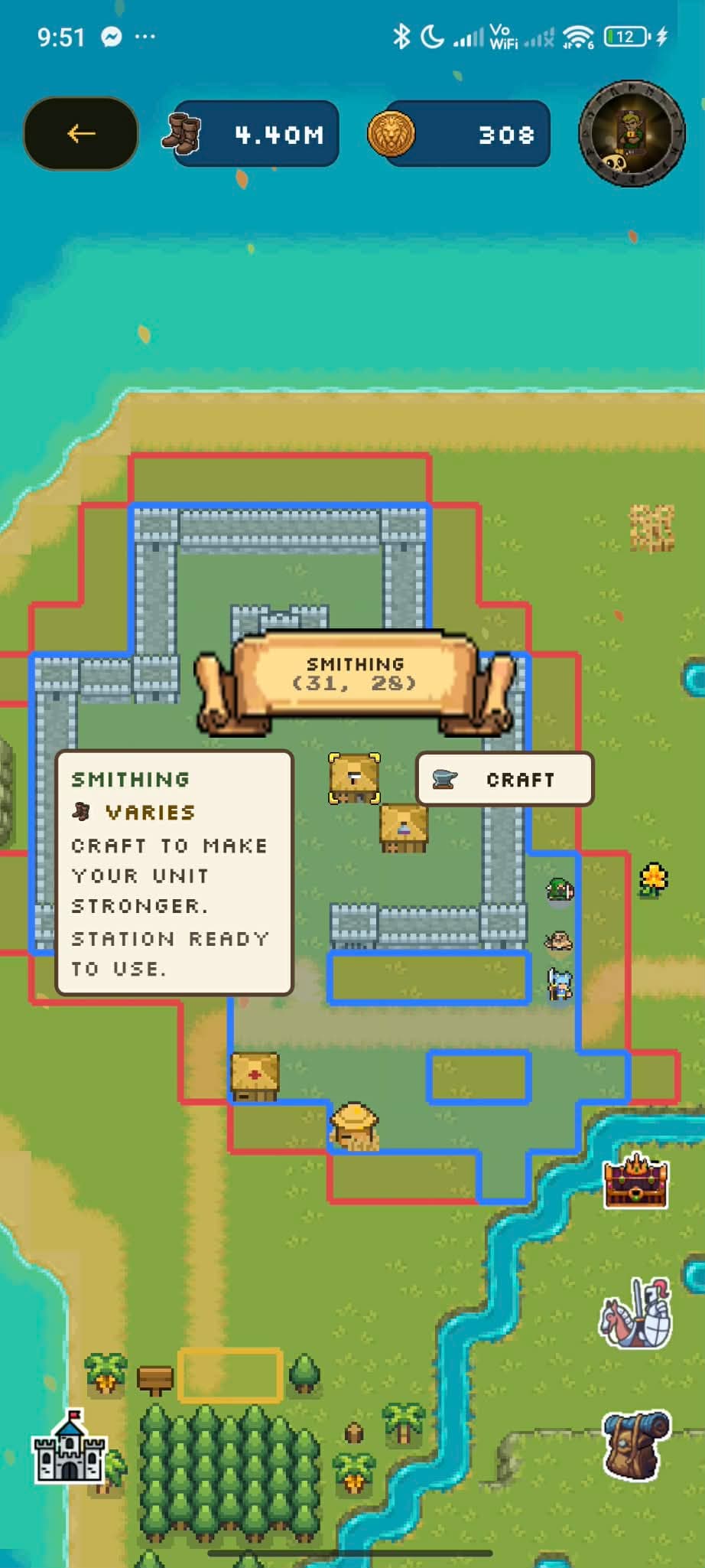Step Conquest smithing station on the world map