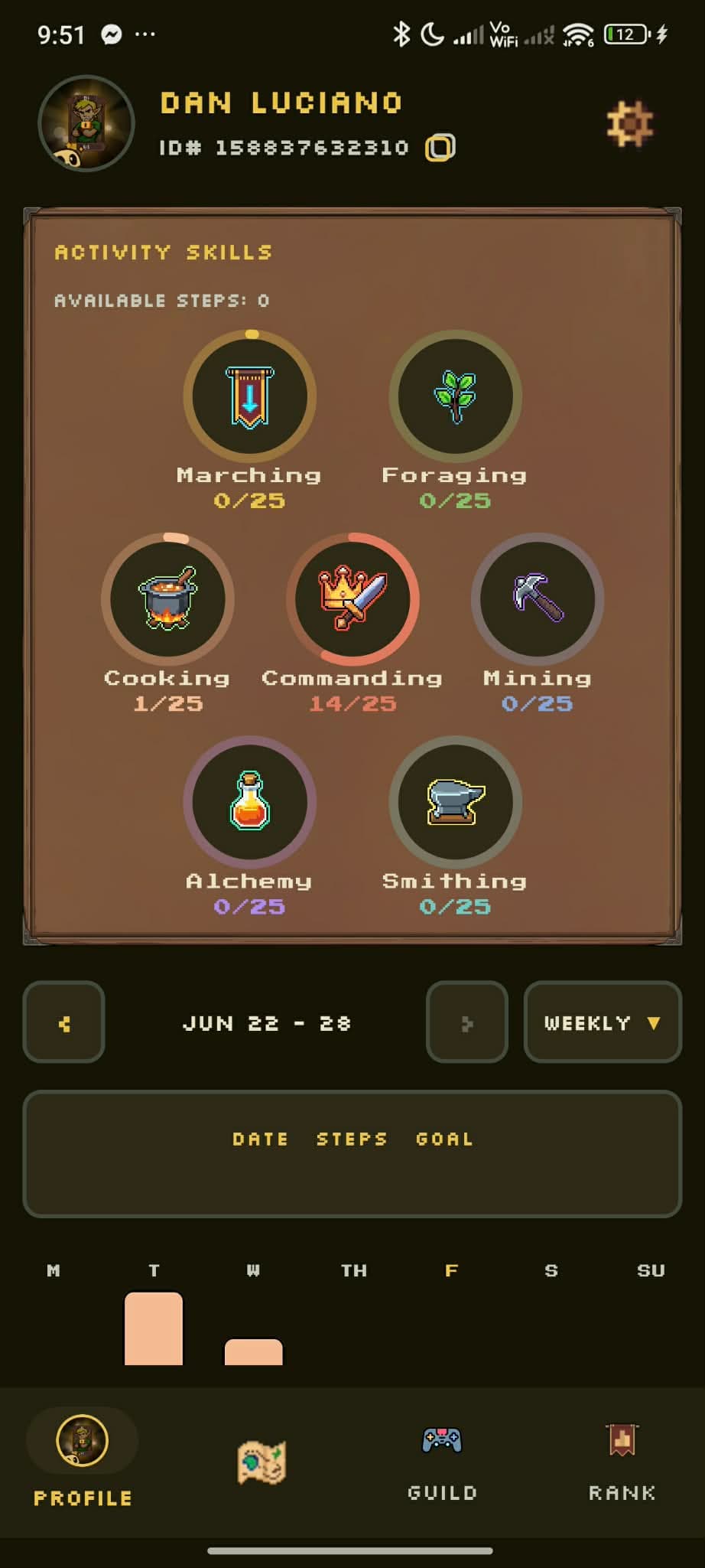 Step Conquest activity skills screen